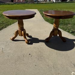 Two Solid Wood End Tables 