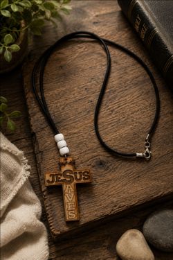 ✝️ Handmade “JESUS SAVES” Cross Necklace