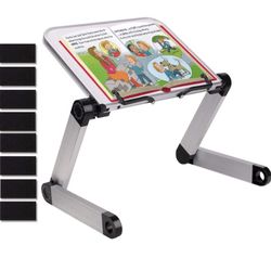 Adjustable Book Stand, Desktop Book Holder, Height and Angle Adjustable Ergonomic Book Holder, Hands-Free Stable Stand, Portable Aluminum Home Desk St