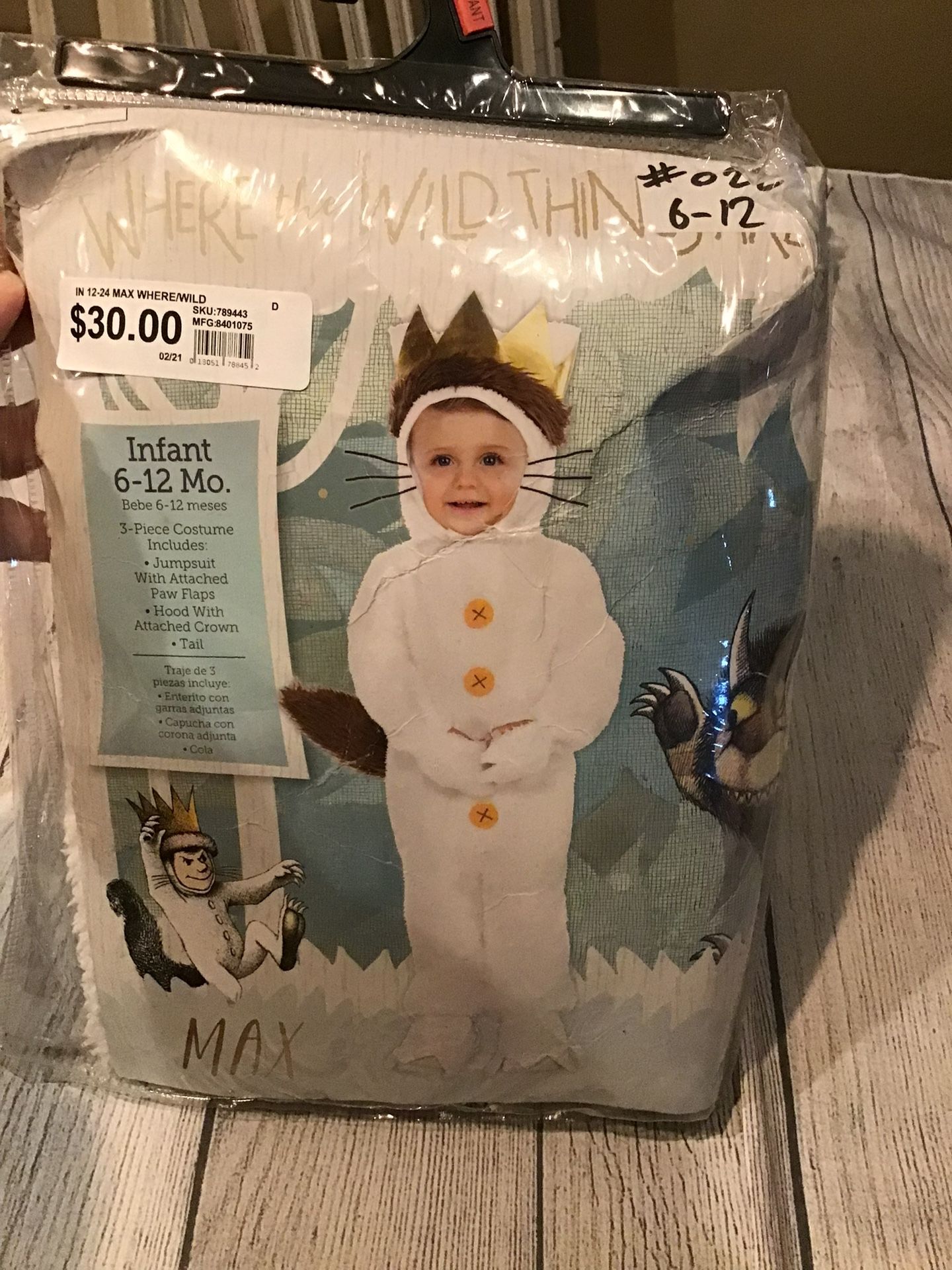 Where The Wild Things Are Max Child Costume Size 6-12 Months -NEW