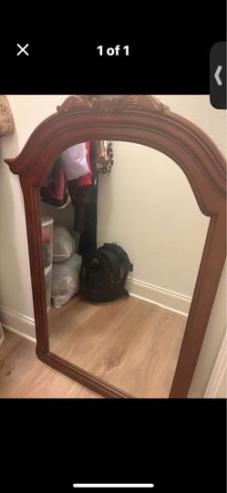 Vintage Wood Framed Arched Mirror