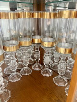 Antique Gold and Glass Party Vases