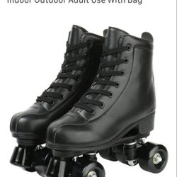 XUDREZ Double Row Adjustable Leather High-Top Roller Skates - Perfect for Indoor Outdoor Adult Use With Bag