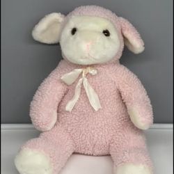 Vintage Pink American Wego Cuddle Lamb Sheep Sherpa Stuffed Animal 11”