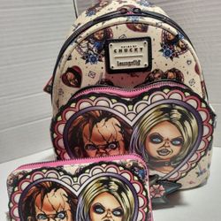 Loungefly Chucky And Tiffany Valentine's Bride Exclusive Backpack And Wallet Included New With Tags Wpc 