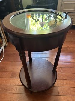Three Legged Corner Table With Glass