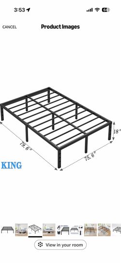 King size metal bed frame- No headboard