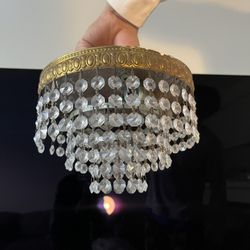 Vintage Bronze Crystal Chandelier