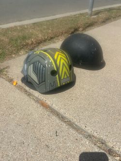 Two kids bike helmets