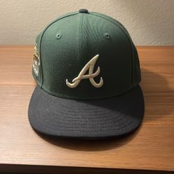 Forest Green With Navy Blue Brim Atlanta Braves Hat
