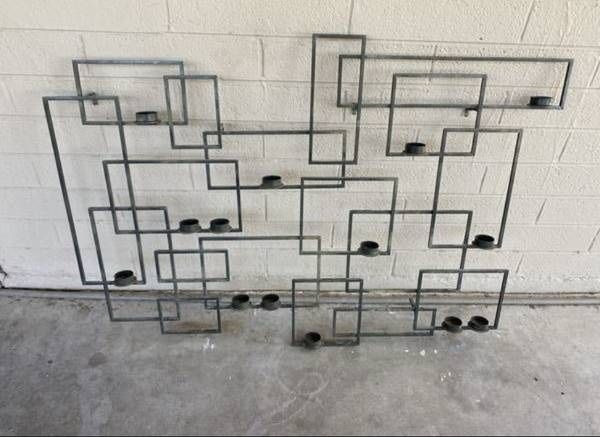 CRATE & BARREL Metal Wall Art Candle Holder Candelabra 48" x 33