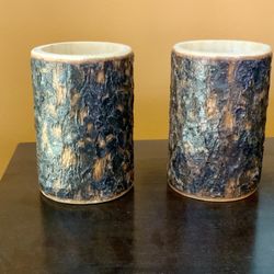 2 BEER, SODA HOLDERS, TREE BARK EXTERIOR, GREAT GIFT (SALE)