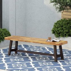 Carlisle Outdoor Acacia Wood and Rustic Metal Bench, Sandblast Finish / Rustic Metal 14. 75 x 63 x 17. 50 inches