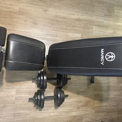 Adjustable Weight Bench & 40lb Vinyl Dumbbell Set