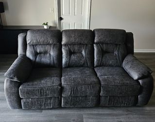 Gray microfiber couch