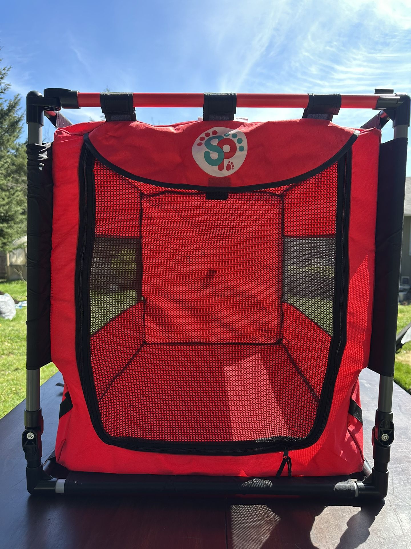 SportPet Designs Collapsible Dog Kennel, Red, Large: 36-in