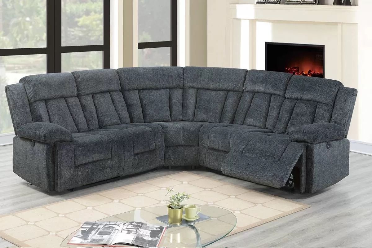 Brand New Super Comfy Chenille Fabric Power Reclining Sectional Sofa