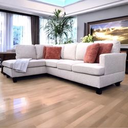 Light Beige Modern Hiller 95” 2pc Sectional Sofa with LAF Chaise by Andover Mills