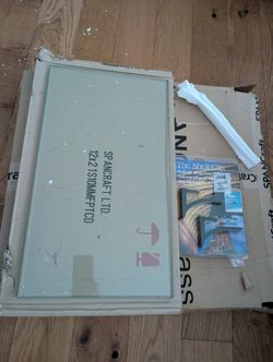 New $87 spancraft glass shelf 12 x 21 black crane cardinal hardware brackets