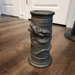 Copper Vase Jar Dragon Engraving Art H13inch Craftsmanship Japan Antique