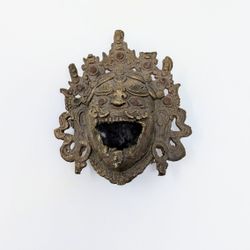 Antique Brass Tibetan Incense Burner: Mahakala