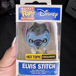 Disney Elvis Stitch Pocket Funko POP Keychain Hot Topic Exclusive