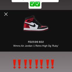 Wmns Air Jordan 1 Retro High OG 'Ruby'