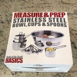 Tools of The Trade Basics Measure And Prep Stainless Steel Bowl, Cups And Spoons 