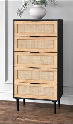 5 drawer rattan dresser