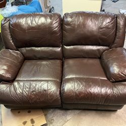 Reclining Loveseat Brown Leather