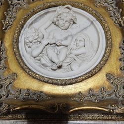 Cherub On Marble Framed Home Decor