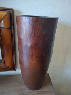 Wood Vase 16 1/2 inch tall