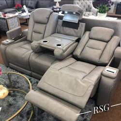 Power Electric Reclining Real Leather Sofa, Loveseat Living Room Furniture ⭐No Needed Credit Check 💛 $39 Down Payment with Financing 