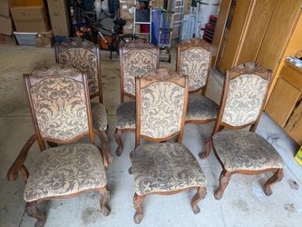 Set of 6 Traditional Wood Dining Chairs