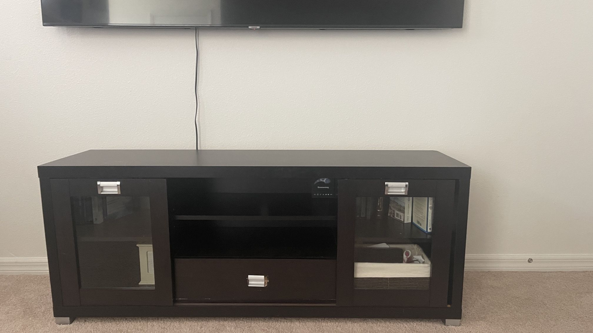 TV Stand with Glass Doors