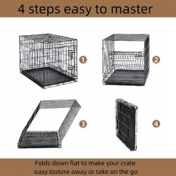 Godohome 18 inches Reinforced Dog Crate x-small Collapsible Dog Crate Wire Pet Dog Crate with Leak Proof Plastic Tray Divider Outdoor Indoor Portable 