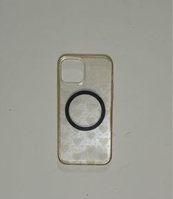 I phone 12 Holographic hearts clear case with magSafe ring