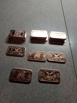 1 OZ COPPER  BARS  1 DOLLAR  BANK NOTE $5 EACH
