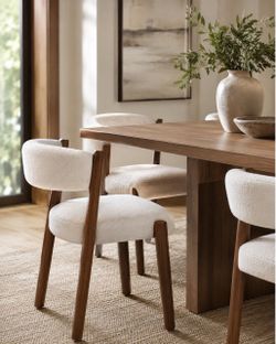 DINING CHAIR WHITE BROWN WOOD