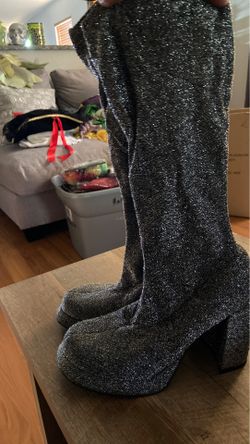 Shimmer Silver GO-GO BOOTS HALLOWEEN