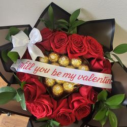 Red Roses With Chocolates 