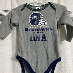 Seahawks Baby Onesie Bodysuit NFL Football Size 3-6 Months “SEATTLE SEAHAWKS IS IN MY DNA”
