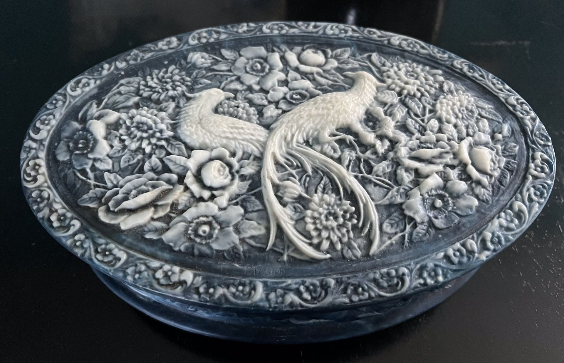 Sculptured Incolay Trinquet Cameo  “Birds Of Paradise” Box