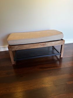 Pottery barn Entryway Bench with Cushion and Shoe Shelf