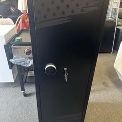Large Safe Box, Fingerprint Metal Safe Cabinet with 3 Adjustable Shelves,Flag Design