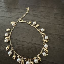 Adjustable Anklet Bracelet With Pearls