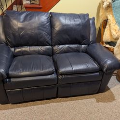Free navy leather reclining loveseat and