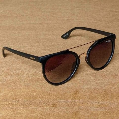 NEW Nectar Remi black frame amber brown gradient lens unisex browbar brow bar polarized sunglasses
