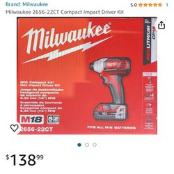 New Milwaukee 2656-22CT Compact Impact Driver Kit
