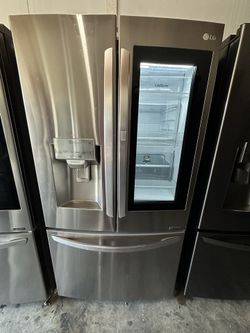 LG 3 Door Stainless Steel Refrigerator Instaview 36 Inch Wide